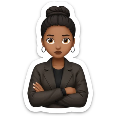mad brown girl black bun arms crossed sticker