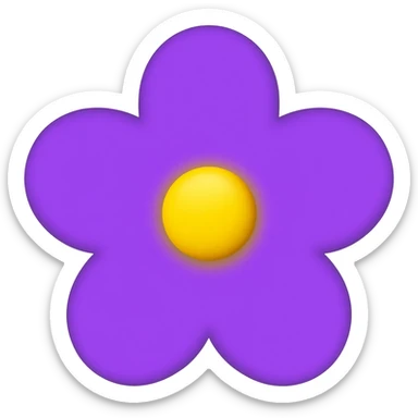 Purple emoji that is flower shaped. Make it aesthetic and. Small emoji sticker