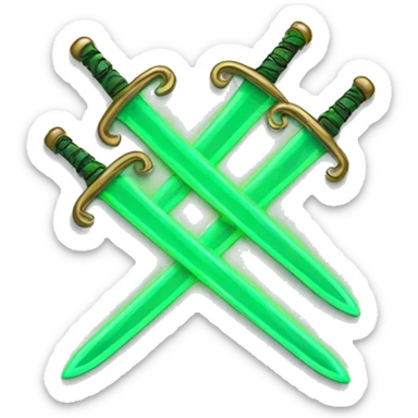 Twin green neon swords attached by chain sticker