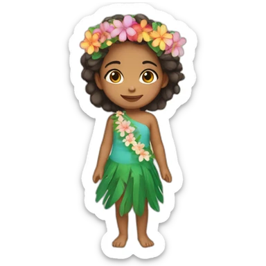 little tahitian girl with a flower crown sticker