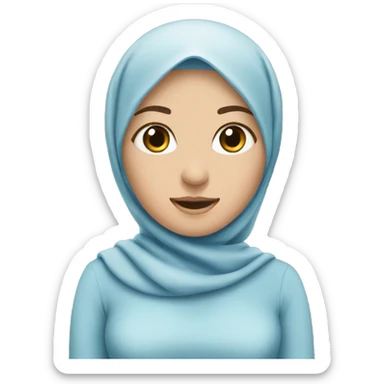 women say hi with hijab, white skin,  blue dress sticker