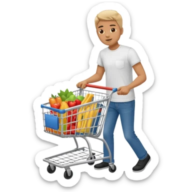 man-with-a-shopping-cart-full-body sticker