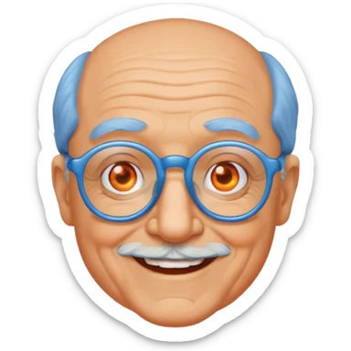 blue skinned orange glassed grandpa sticker