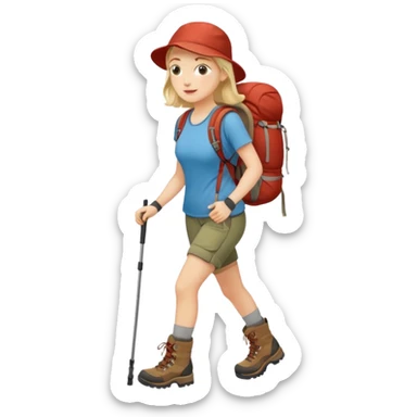 a woman hiking  sticker