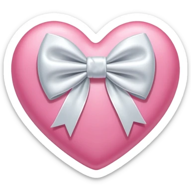 Pink heart with white bow  sticker