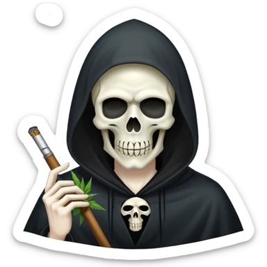 grim reaper face smoking weed sticker