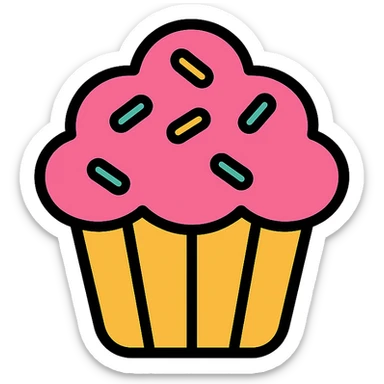 cupcake with pink icing, sprinkles on top sticker