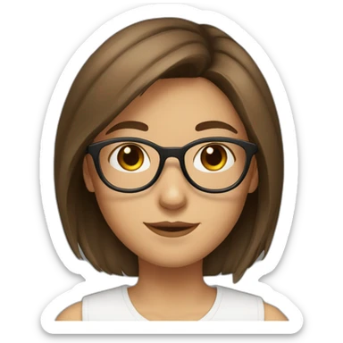 a girl with brown hair brown eyes and round glasses sticker
