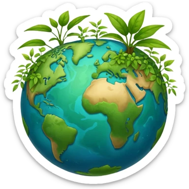 globe with plants sprouting all over it sticker