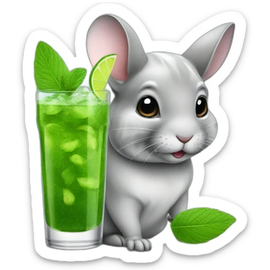 chinchilla with mojito glass sticker