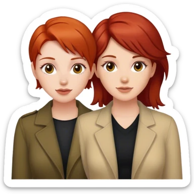 redhead and brunette lesbian couple sticker