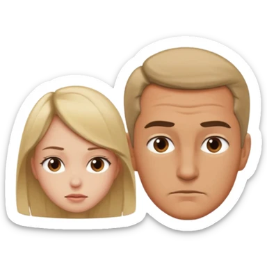 A girl looking down on a man twice his size  sticker