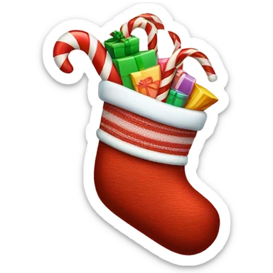 Christmas stocking filled with candy canes sticker
