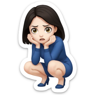 frightened woman crouching sticker