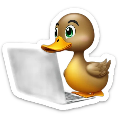 quite duck works at computer science and setring on laptop sticker