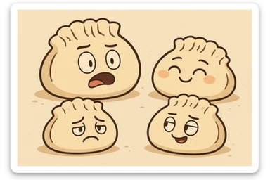 cute cartoon style mandu dumplings with simple background sticker