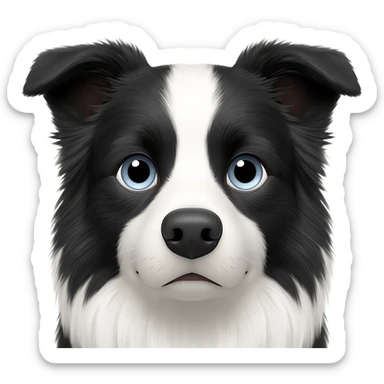 Face of senior female working border collie emoji with grey blue eyes sticker