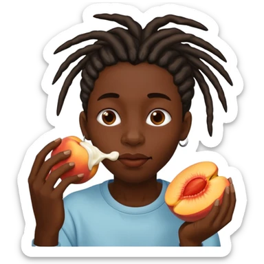 darkskin with dread eating cream peaches sticker