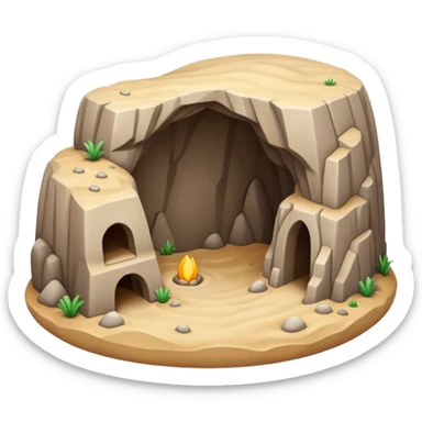 generate realistic detailed cave in 3d style with sand  sticker