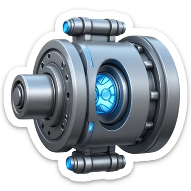 Powerful half-futuristic half-modern gray colored engine emoji, thick industrial metal body, rotating inner parts, glowing energy core.

 sticker
