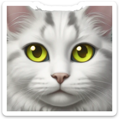 fluffy gray and white tuxedo cat with yellow green eyes sticker