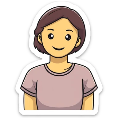 young adult woman with smile sticker