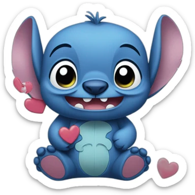 Stitch qui fait un coeur sticker
