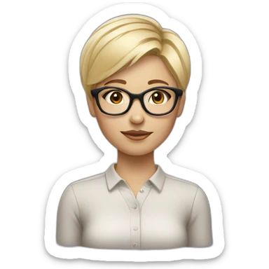 blonde girl with short hair in glasses sticker