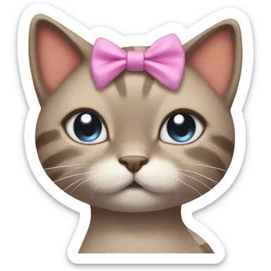 Cute aesthetic emoji cat having bow in head sticker