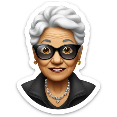 cool grandma in black sunglasses with tattos sticker