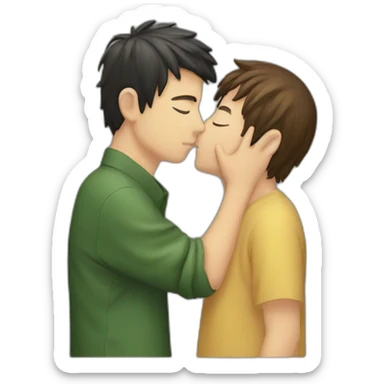 an italian guy kissing a japanese guy sticker