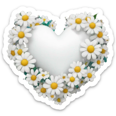 White heart with flowers  sticker