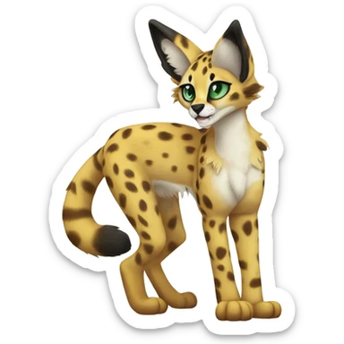 Anthro Epic Edgy Colorful Serval-Vernid-Trico full body sticker