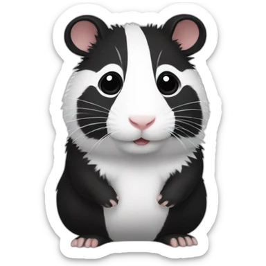 Hamster with black and white fur like a panda sticker