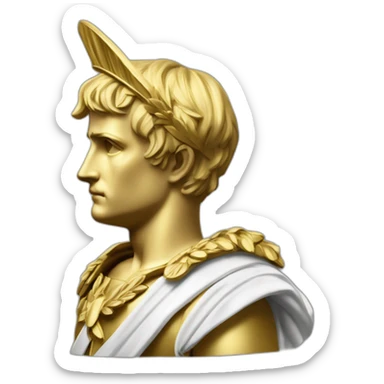 Laurel wreath short hair serious napoleon bonaparte golden statue sticker