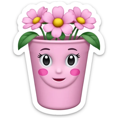 vaso branco com laço rosa sem flores sticker