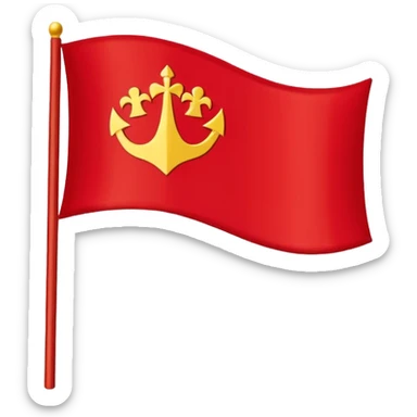 “Emoji-style red waving castle flag, flat clean lines, simple heraldic shape, no castle shown.” sticker
