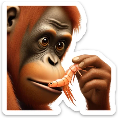 a orangutan kissing a shrimp sticker