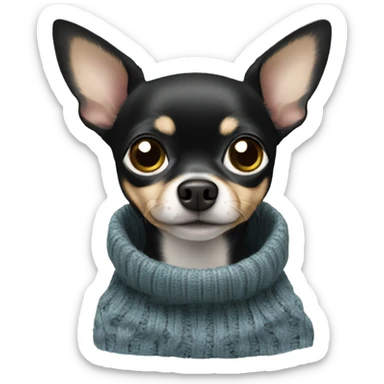black chihuahua dog wearing sweater sticker