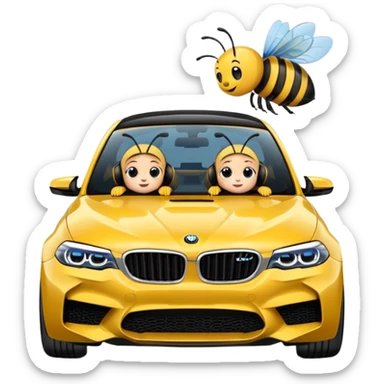 Bmw m5 f90 with cute bee driving  sticker