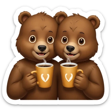 bears drinking coffee  sticker
