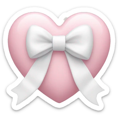 Pastel pink heart with white bow sticker