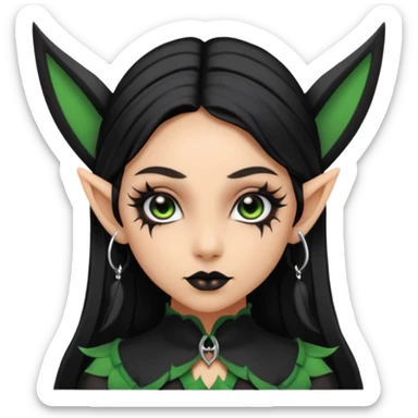 Goth girl Halloween with elf ears tan sticker