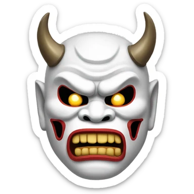 White Japanese Oni Mask sticker
