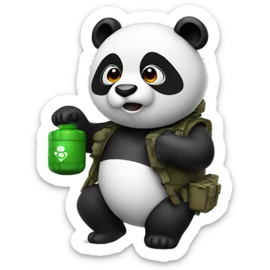 Panda with a fake grenade sticker