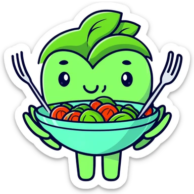 hands holding a salad bowl sticker