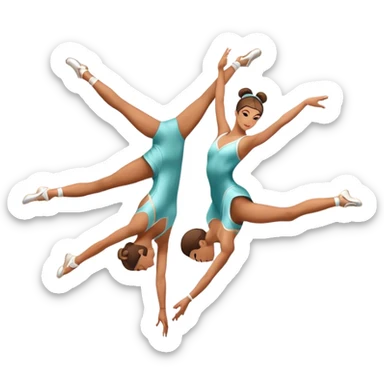 Icon for Sports Dance: a couple in competitive dance attire performing a synchronized dance with acrobatic lifts, dance shoes, rhythmic floor, and a competition backdrop. The icon should capture athleticism, technique, and precision in sports dance. Transparent background. sticker