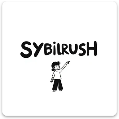 The word "SYBILRUSH" written in bold letters sticker
