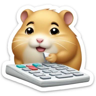 Hamster stressed crying using calculator sticker