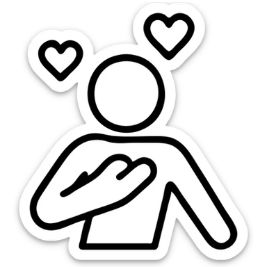 icon of a person swooning with love, hand on chest, about to faint, simple icon style sticker